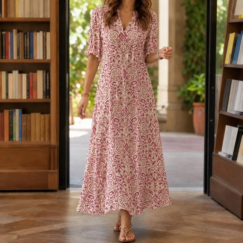 Elegant Refined Women's Printed Maxi Dress