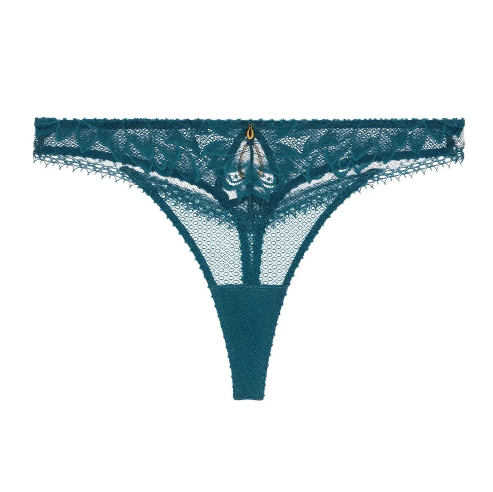 Women's Cheeky Floral Lace Sheer Detail Tanga Panty
