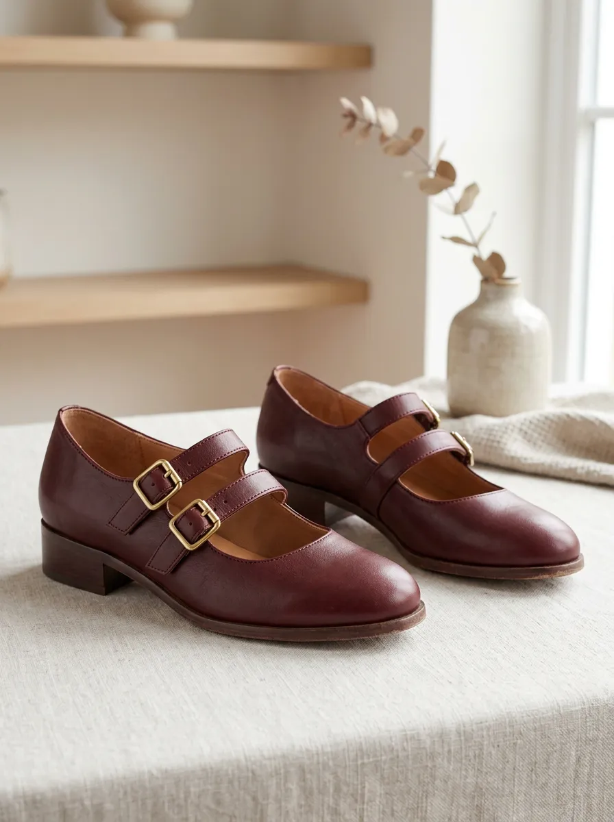 Women's Double Buckle Mary Jane Shoes