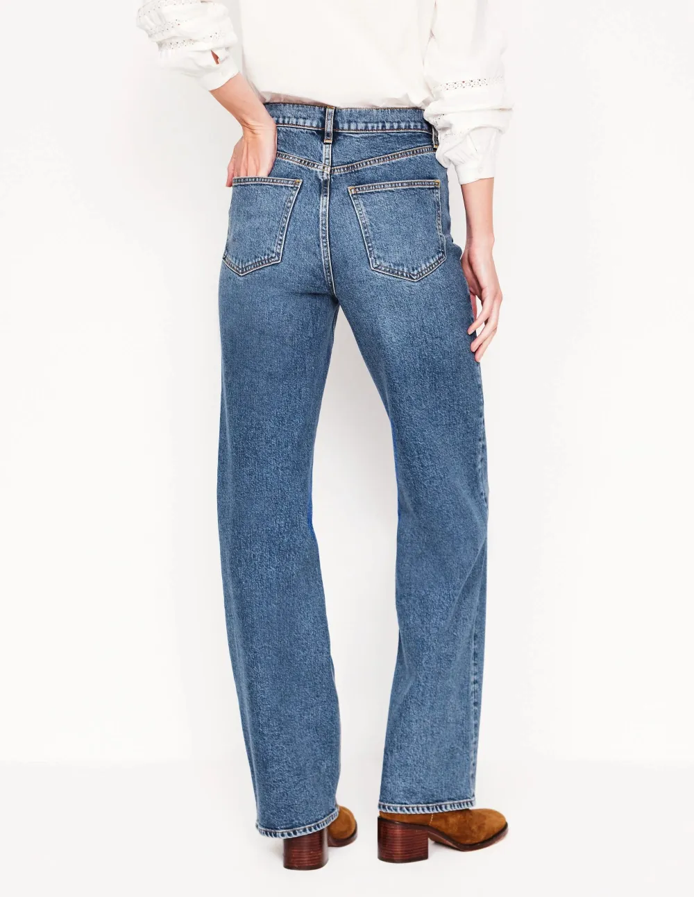 High Rise Column Leg Jeans