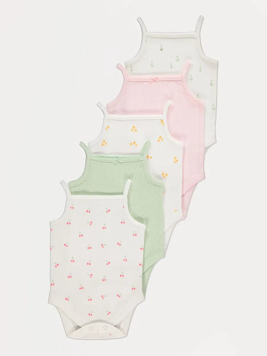 Fruit Pointelle Strappy Bodysuits 5 Pack