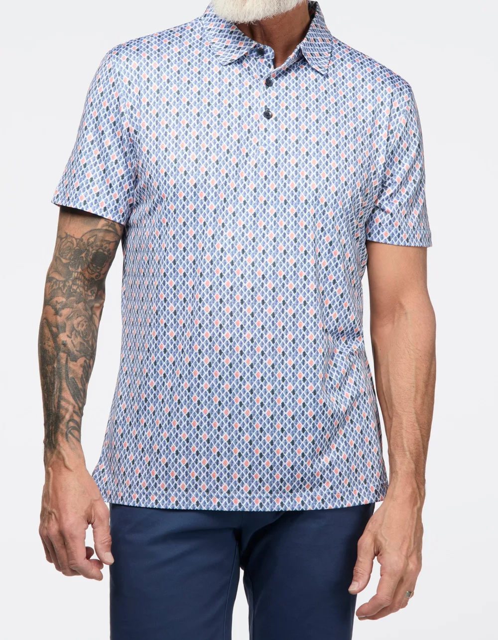 Diamond Pattern Casual Polo