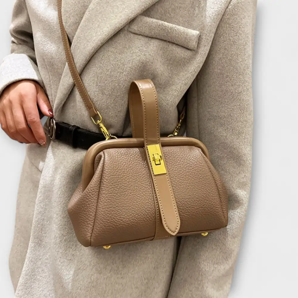 Structured Open Top Leather Handbag