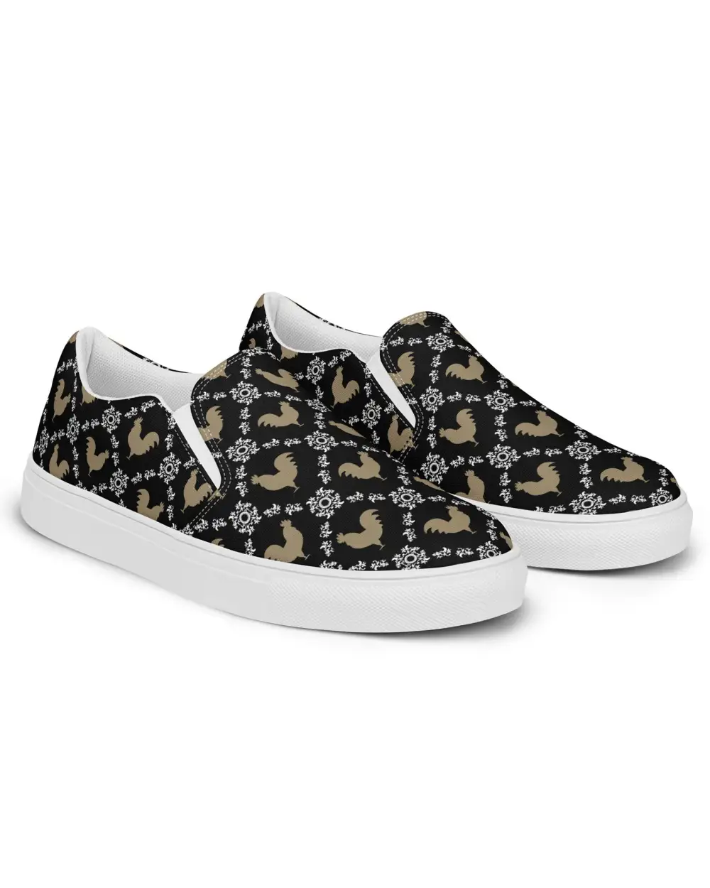 Rooster Print Slip On Shoes