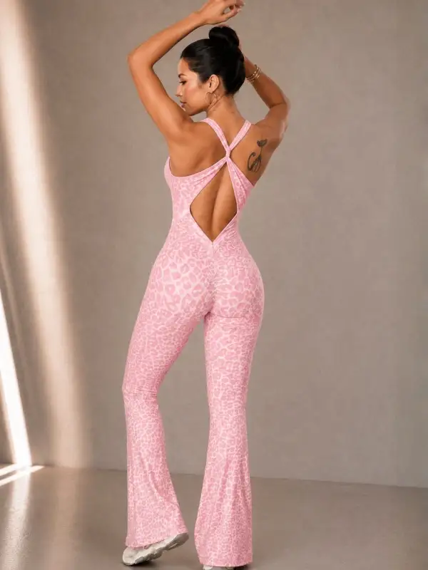 Everyday Active Flare Leopard Print Jumpsuit