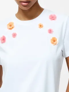 Casual Exquisite 3D Floral Cotton Short Sleeves