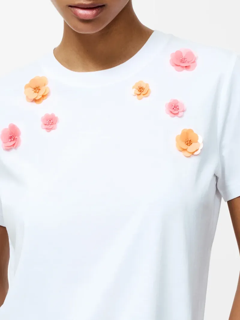 Casual Exquisite 3D Floral Cotton Short Sleeves