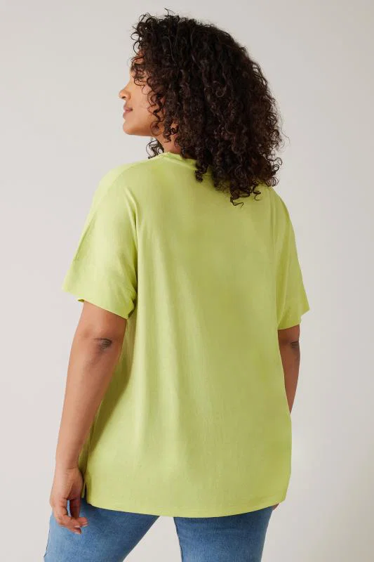 Chartreuse Green V-Neck Modal Rich T-Shirt detail 2