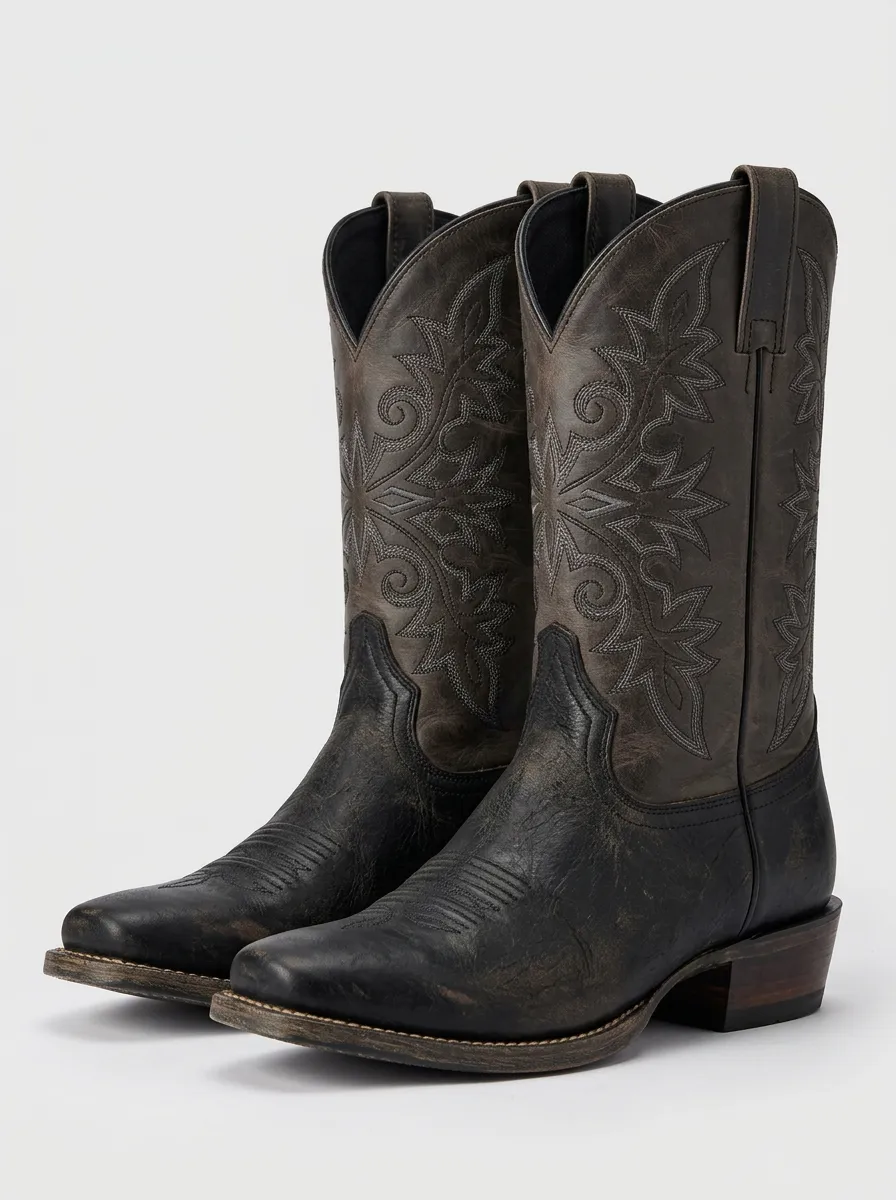 Western Heritage Floral Embroidered Heritage Look Unisex Western Cowboy Boots