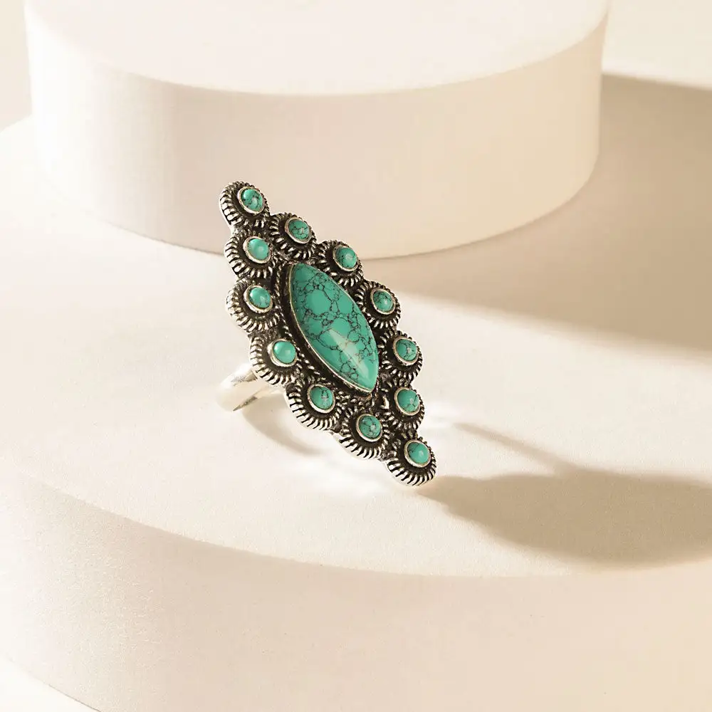 Marquise Stone Halo Western Ring