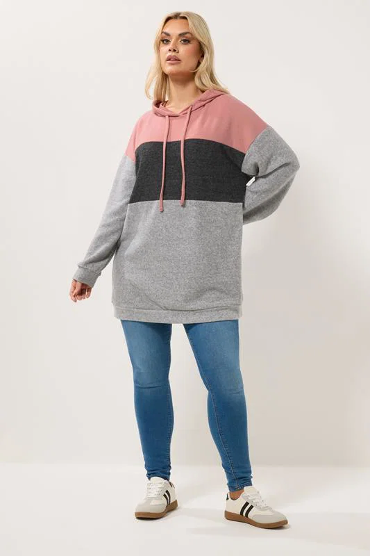 Grey Colourblock Stripe Hoodie detail 1