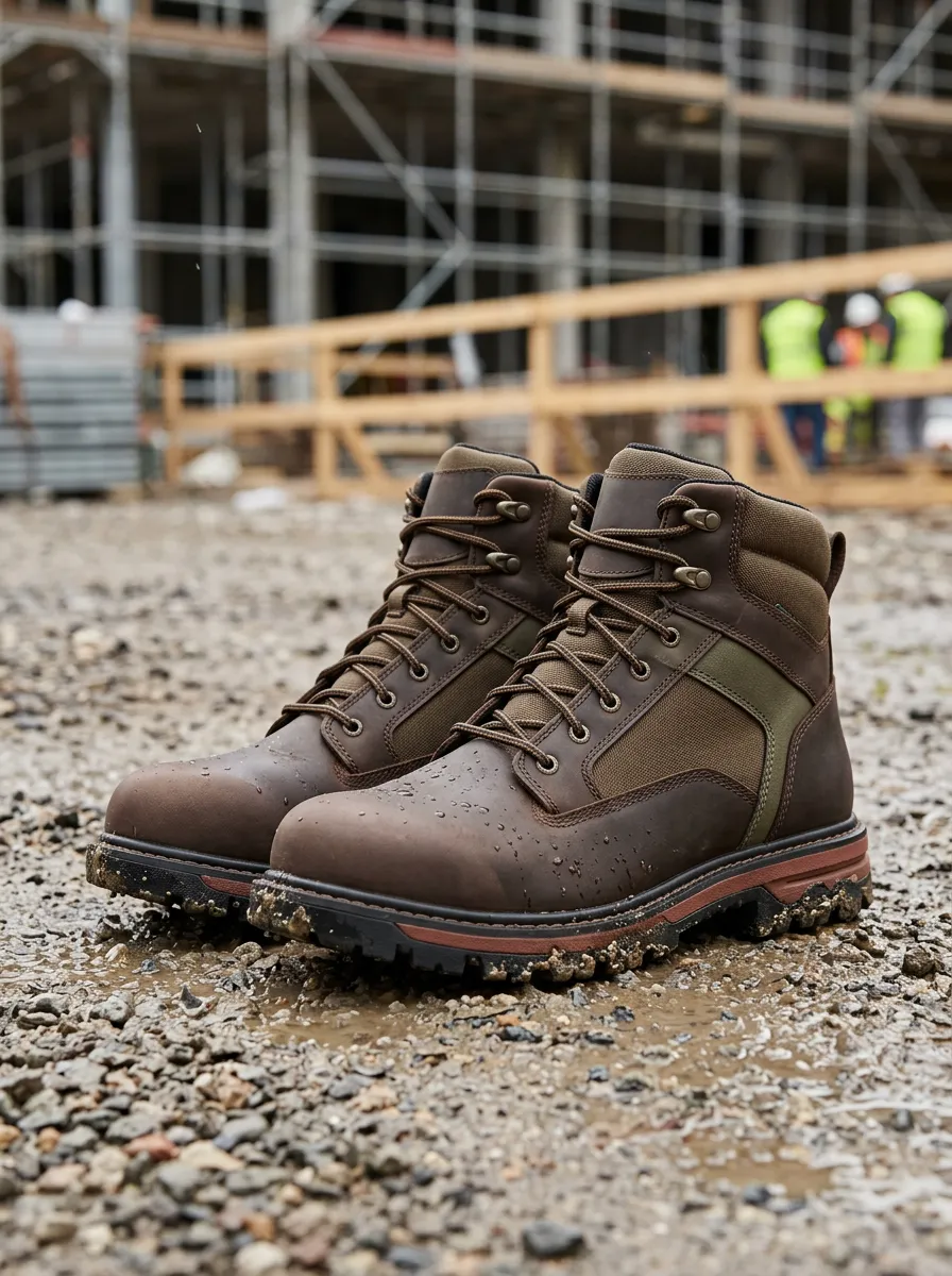 Practical Leather-Look Workwear Men's Waterproof Work Boots