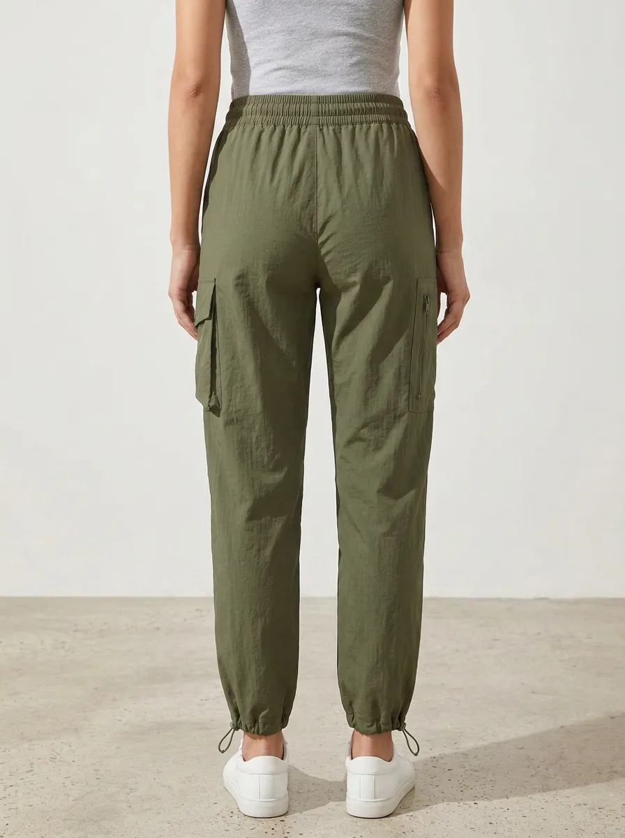 Everyday Drawstring Elastic-Waist Breathable Cargo Pants