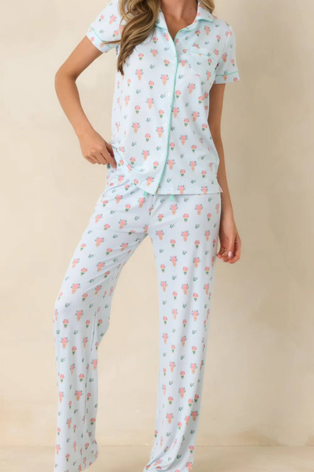 Mint Multicolor Floral Pajama Pants