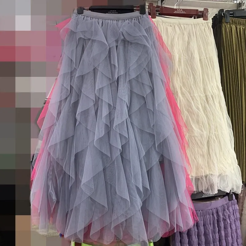 Comfort Irregular Multi-Layer Mesh Skirt