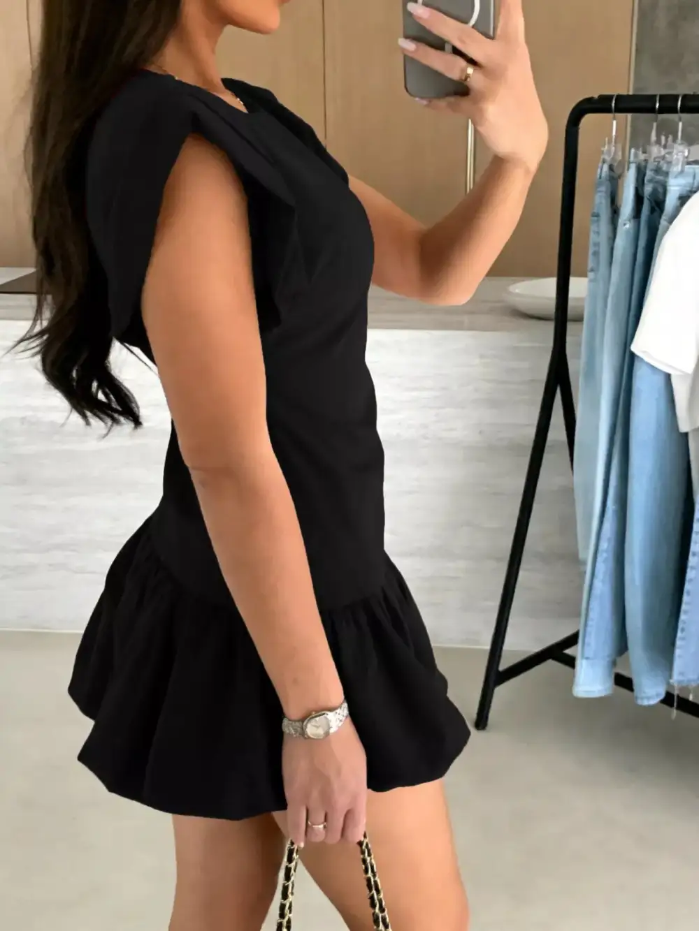 Layered Detail Ruffle Mini Dress