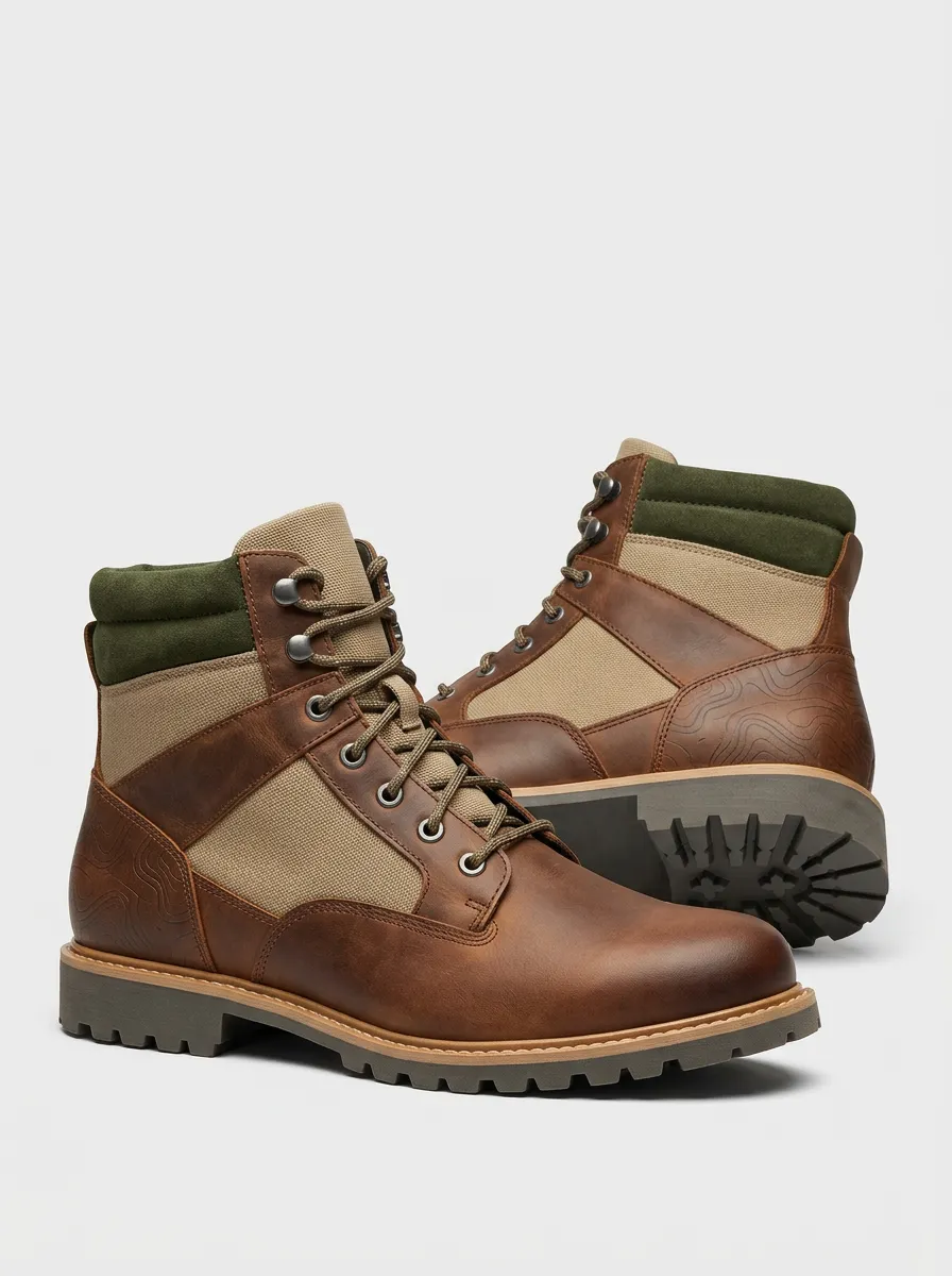 Unisex Streamlined Outdoor Hiking Topographic Pattern Print Work Boots