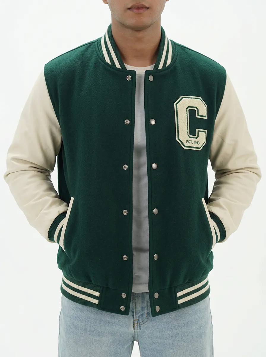 Men's Letter C 1993 Embroidered Wool Baseball Jacket