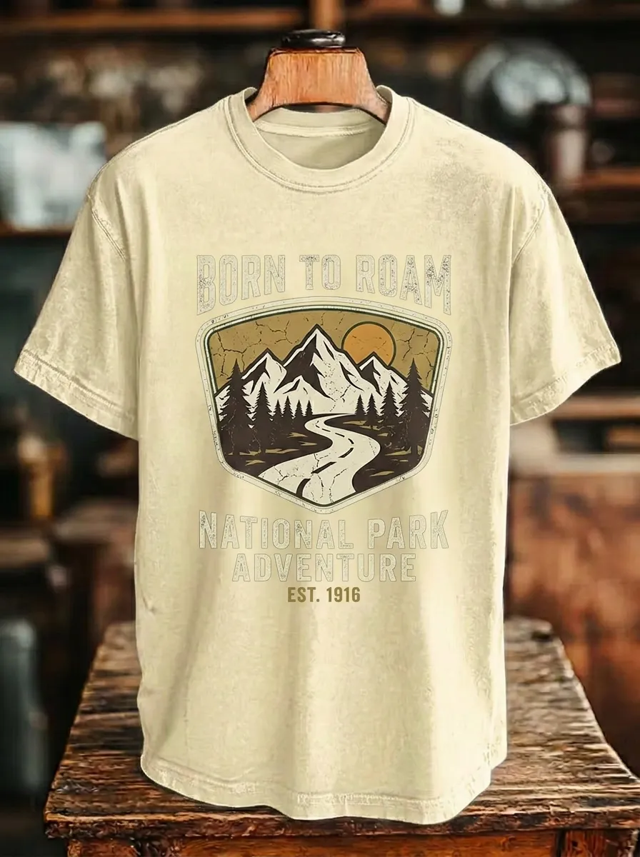 Unisex National Park Adventure Mountain Road Printed T-shirt
