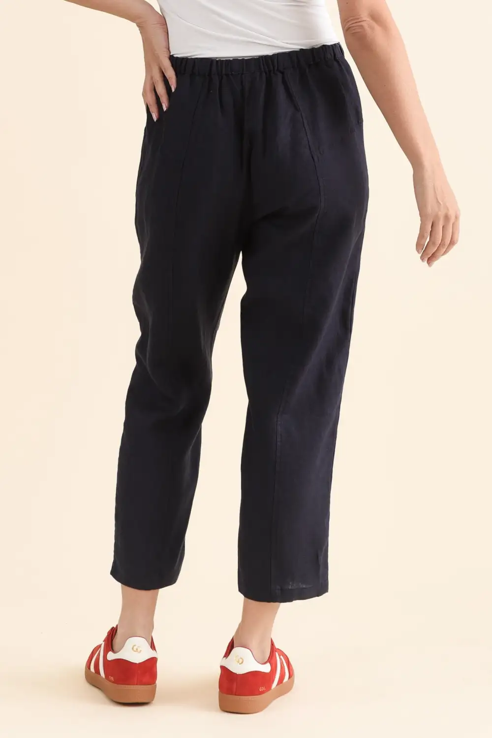 Linen Pants With High Rise And Drawstring