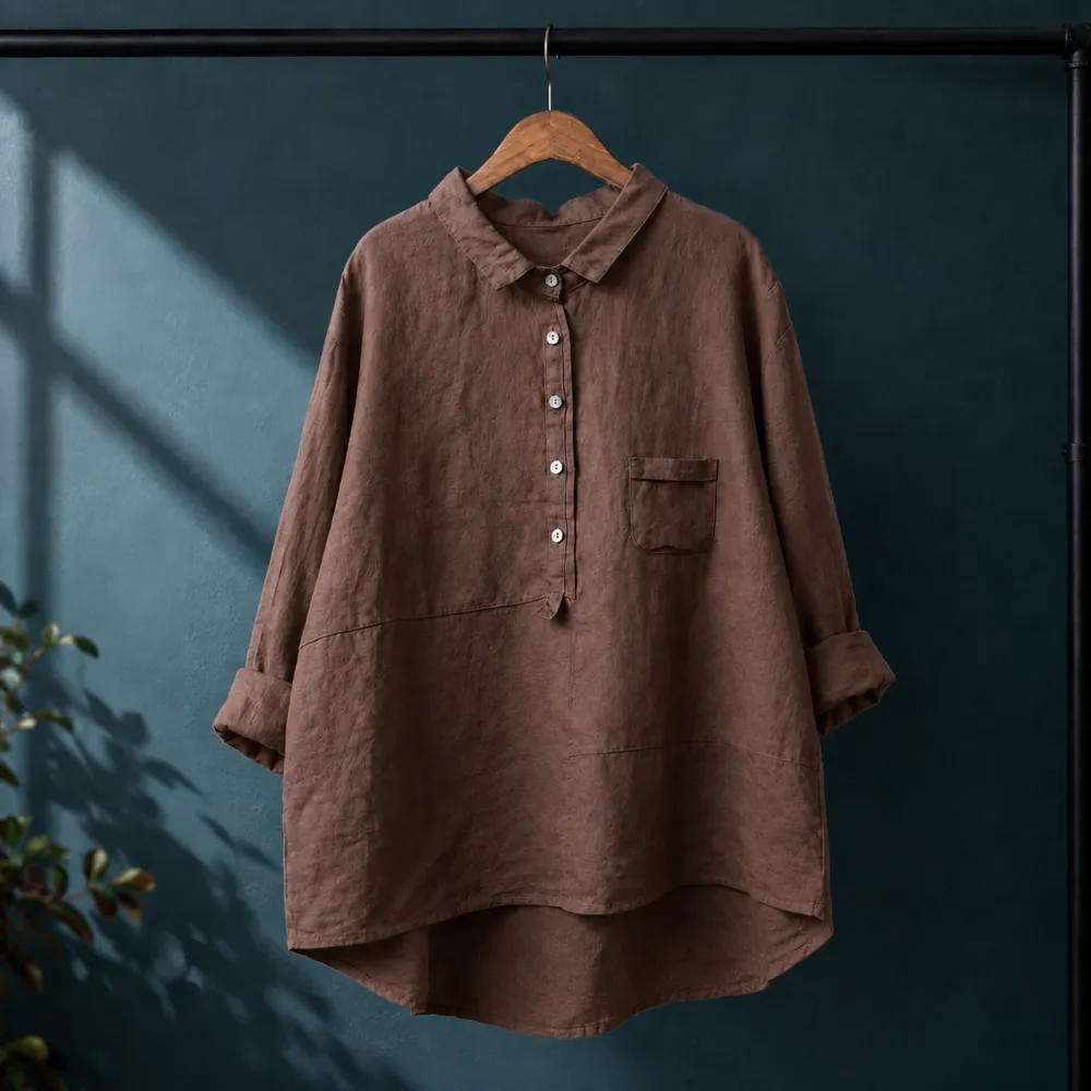 Refined Relaxed Collared Blouse