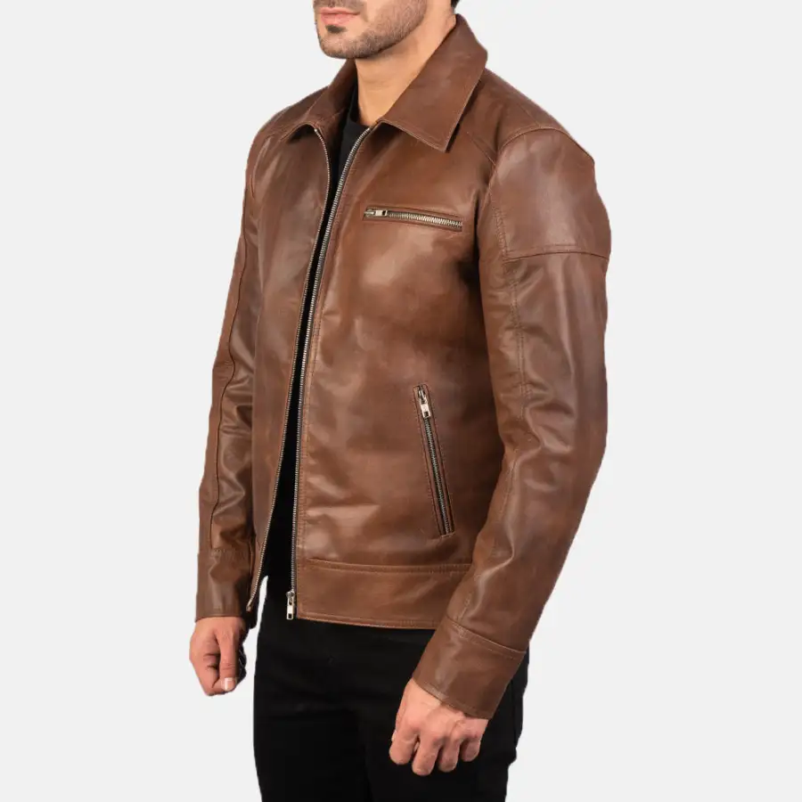 Men's Utility Biker Leather Jacket