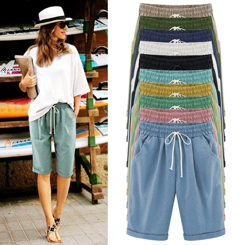 All Colors 10-Piece Set Only $5.99-Elastic Waist Casual Comfy Summer Shorts