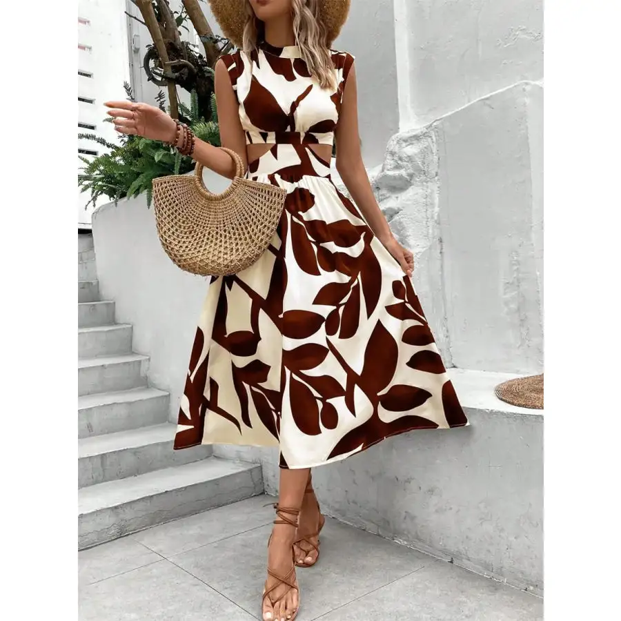 Cutout Cap Sleeve Midi Dress