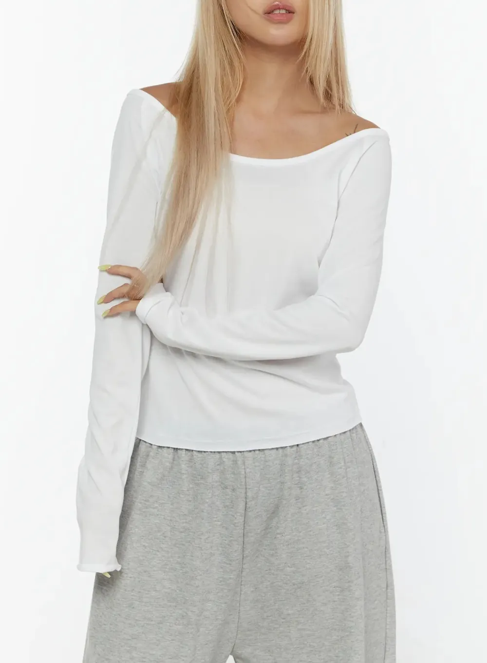 Boat Neck Long Sleeve Top