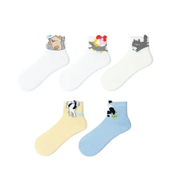 Whimsical Cartoon Animal Crew Socks