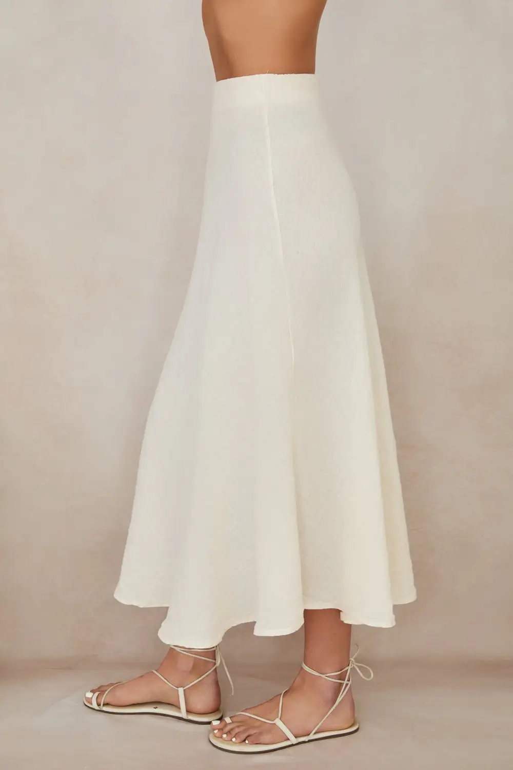 Linen Crinkle Midi Skirt