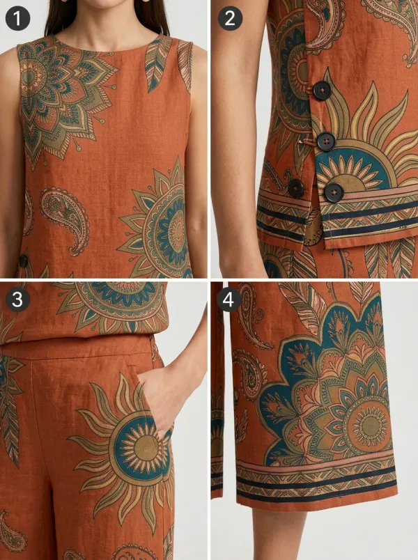 Women's Bohemian Paisley Mandala Printed Sleeveless Set