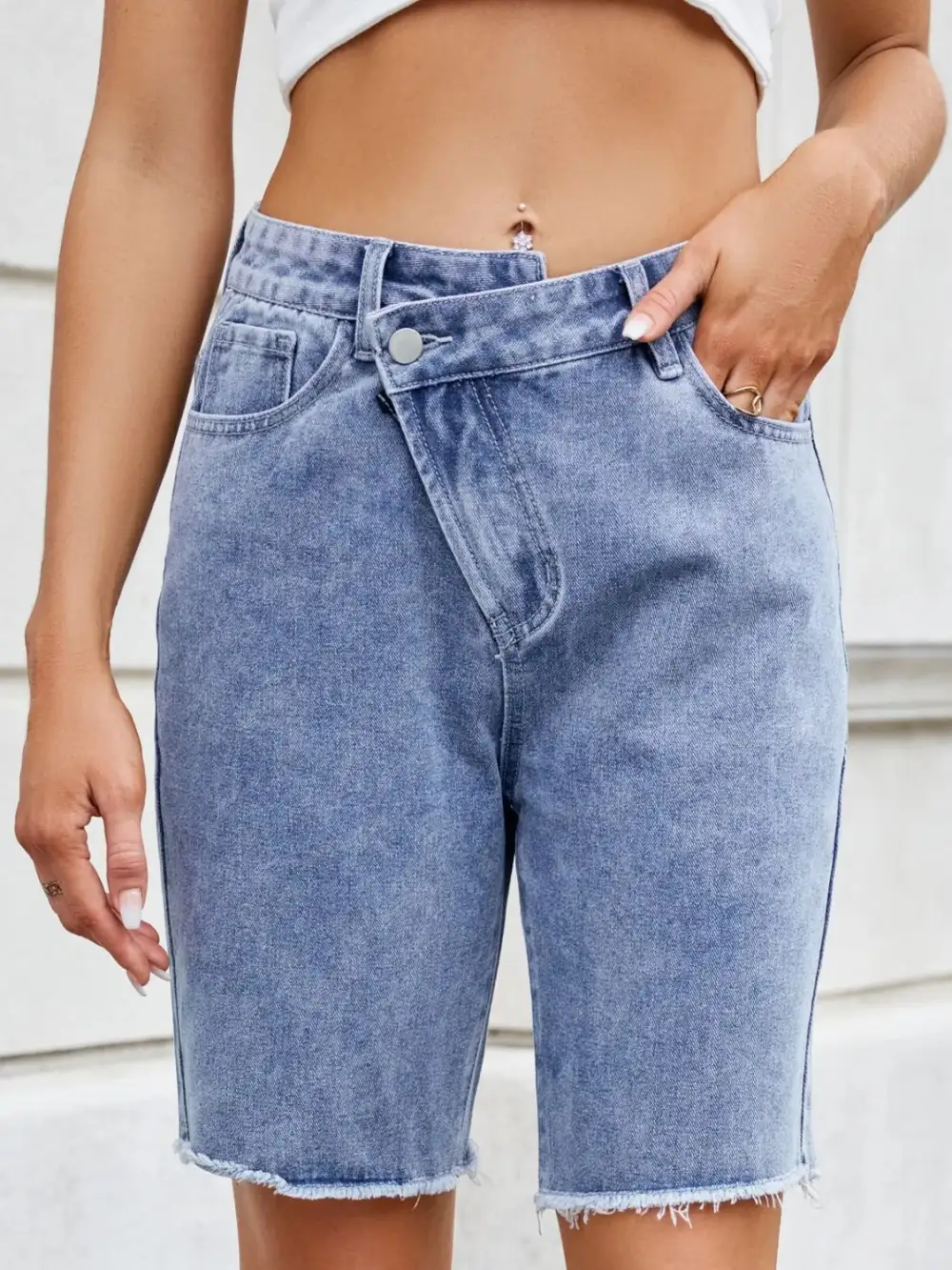 Raw Hem Shorts Denim Pants