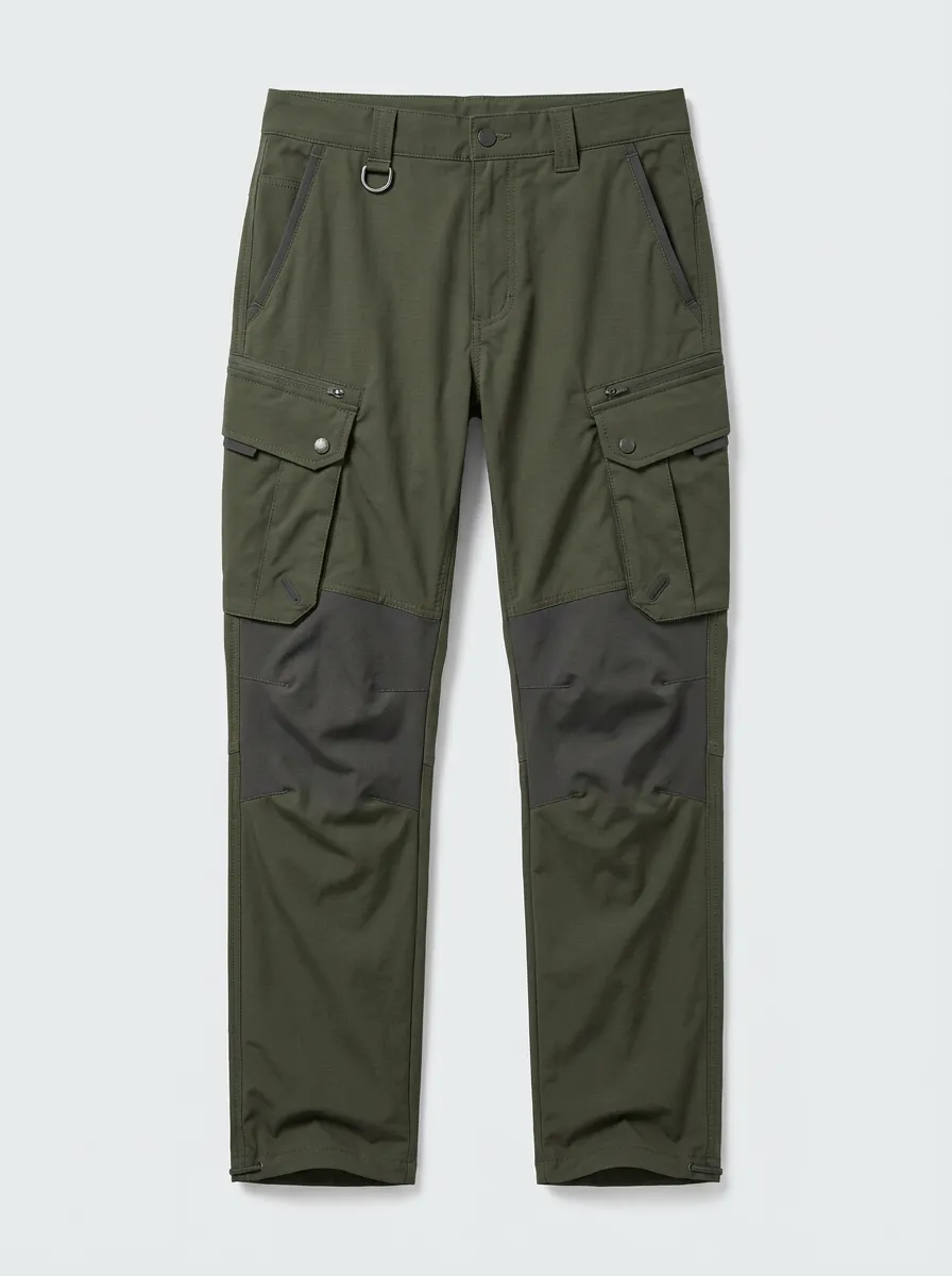 Men's Olive Green Multi-Pocket Utility Cargo Pants