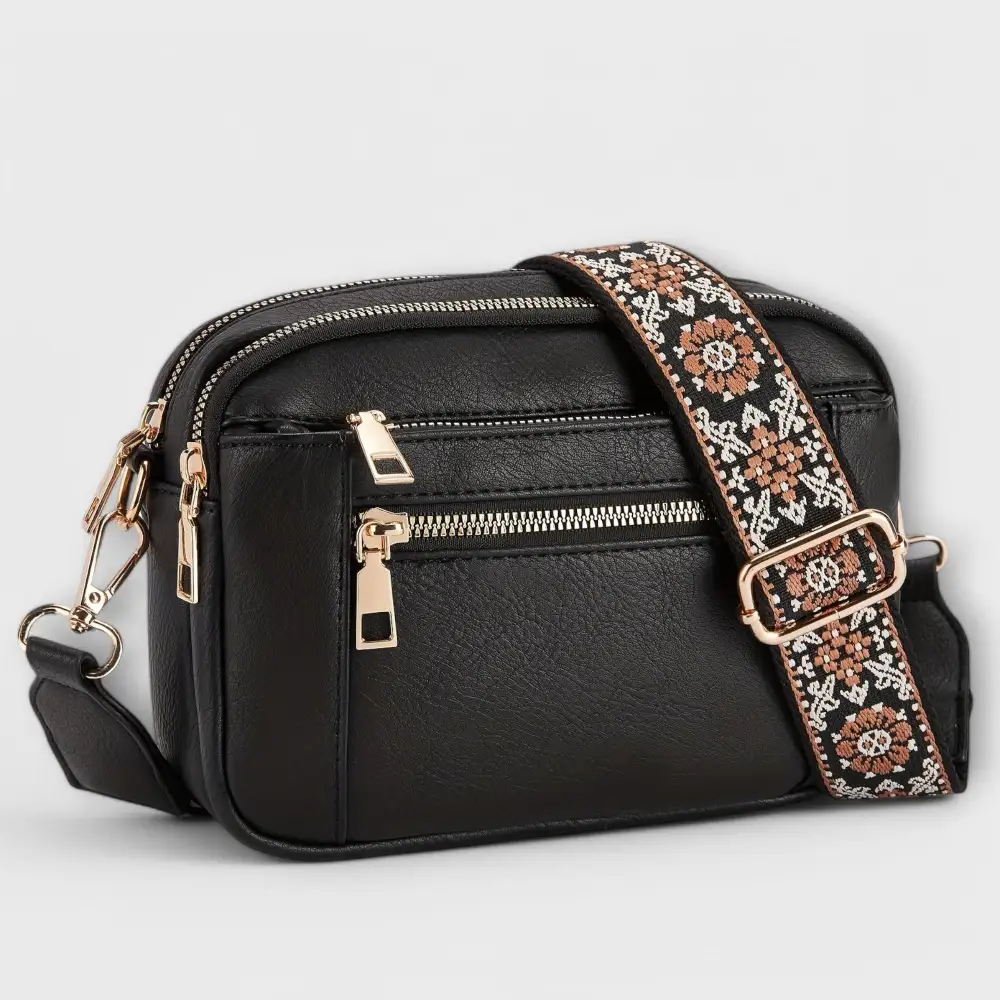 Latch Front Vegan Leather Crossbody Bag