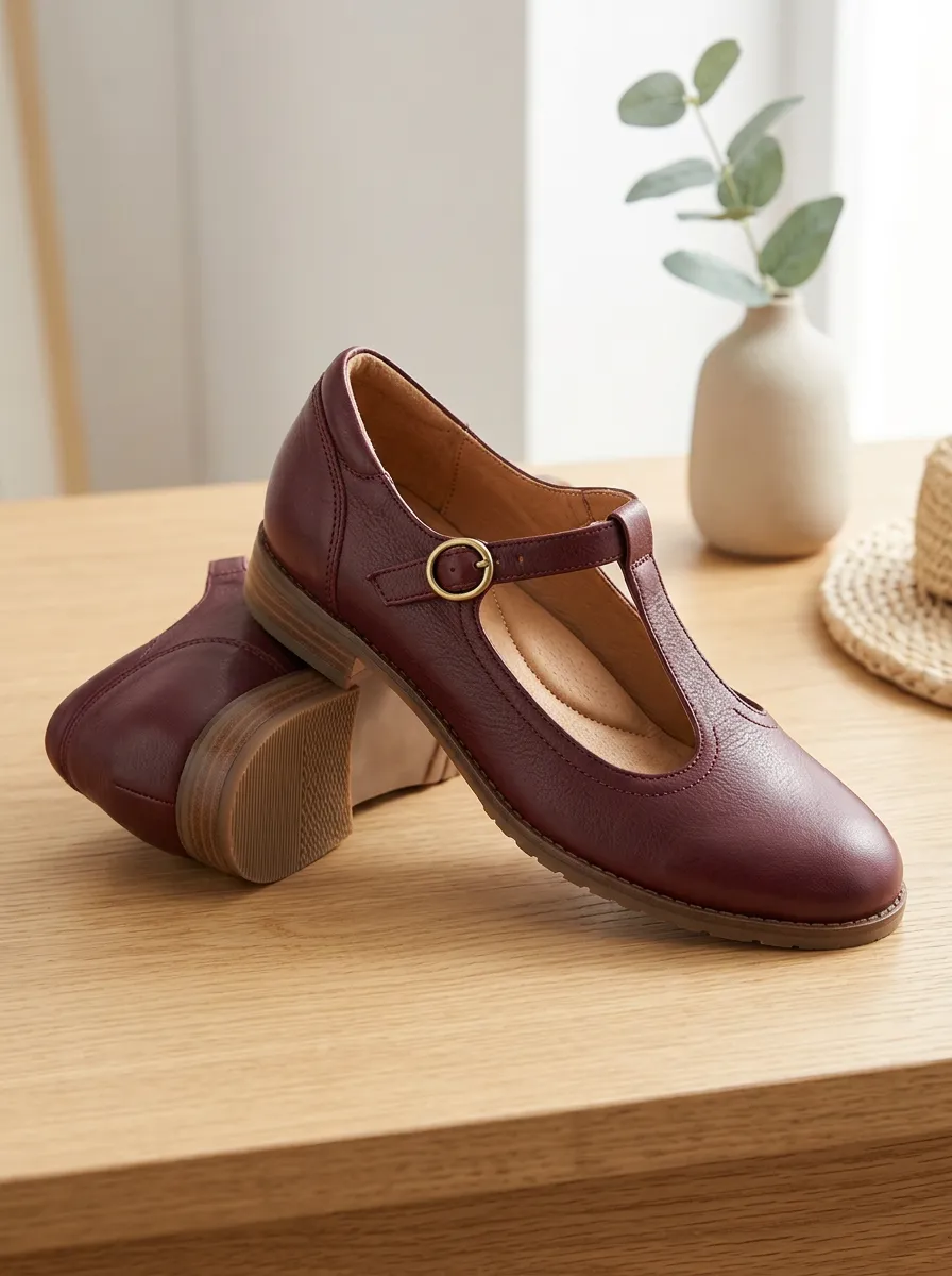 Women's Vintage Leather T-Strap Mary Janes