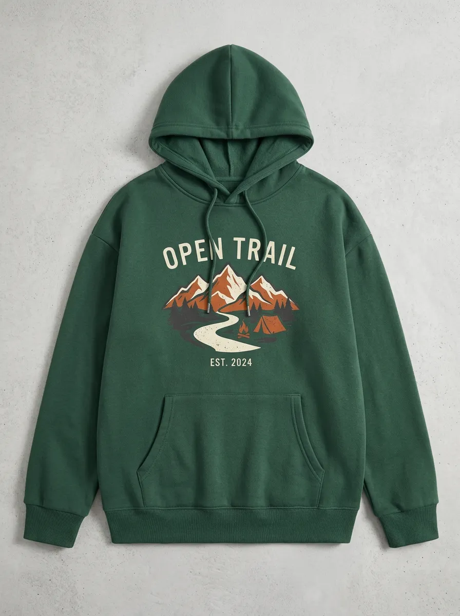 Unisex Open Trail Mountain Camping Printed Hoodie