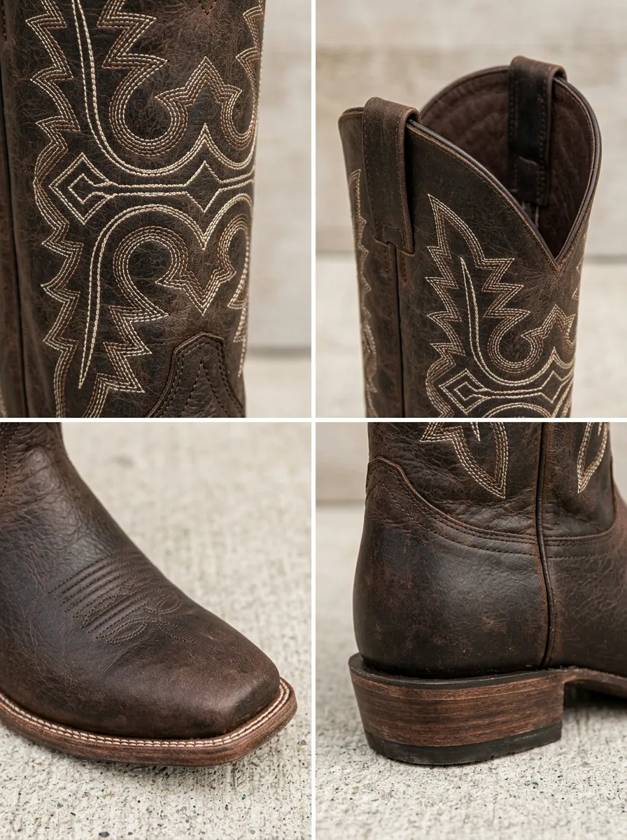 Men's Western Cowboy Embroidered Distressed Leather Boots