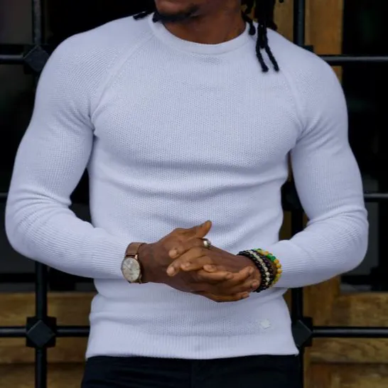 Round Neck Slim Fit Cotton Knit Sweater