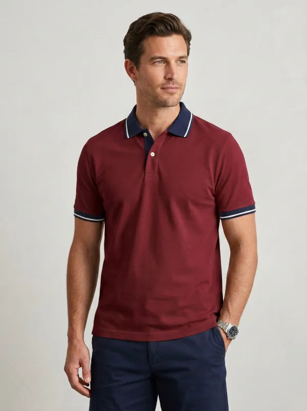 Men's Classic Everyday Contrast Trim Polo Shirt
