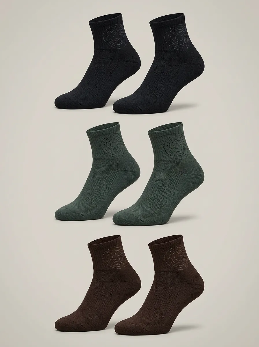 Men's 3-Pack Ribbed Ribbed-Cuff Ankle Socks