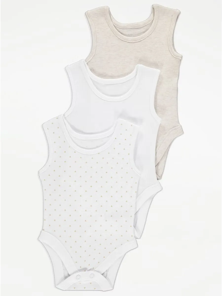 Neutral Sleeveless Bodysuits 3 Pack