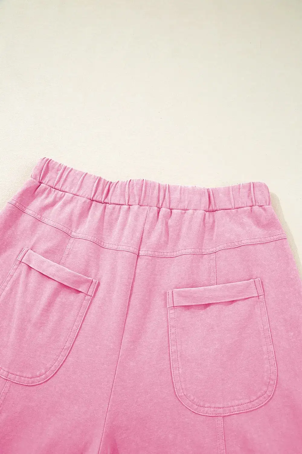 Mineral Wash Exposed Seam Drawstring High Waist Wide Leg Cargo Pants
