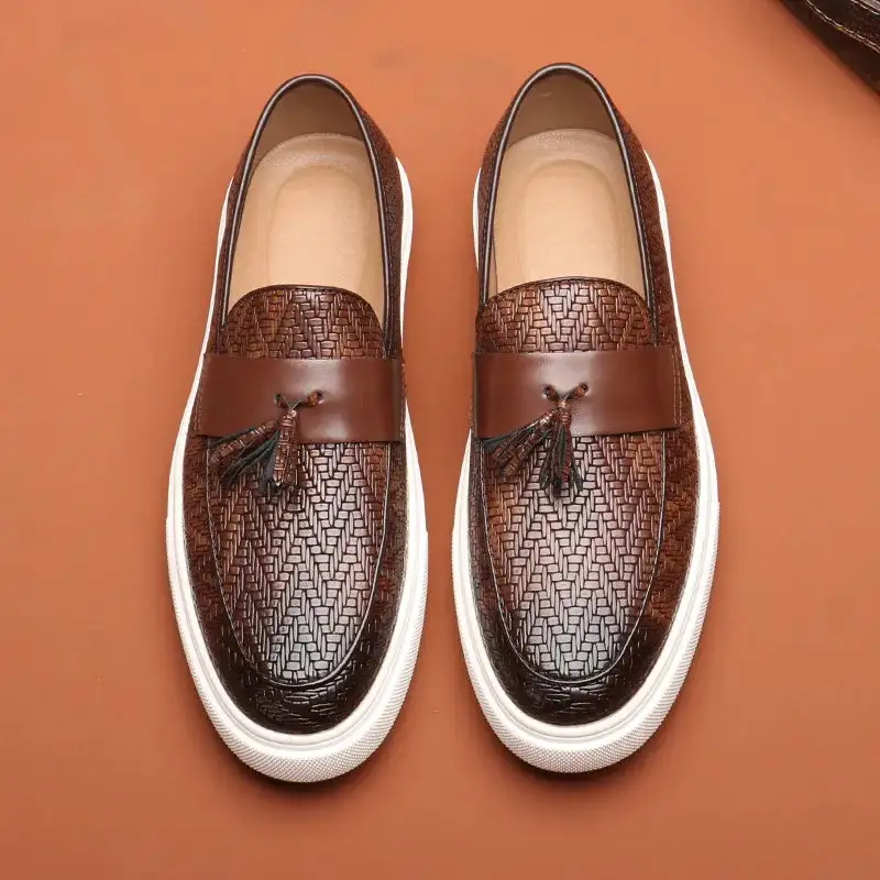 Leather Tassel Slip-On Shoes