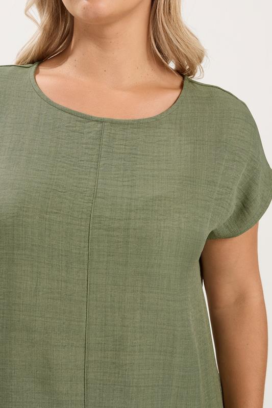 Khaki Green Seam Detail Top detail 3