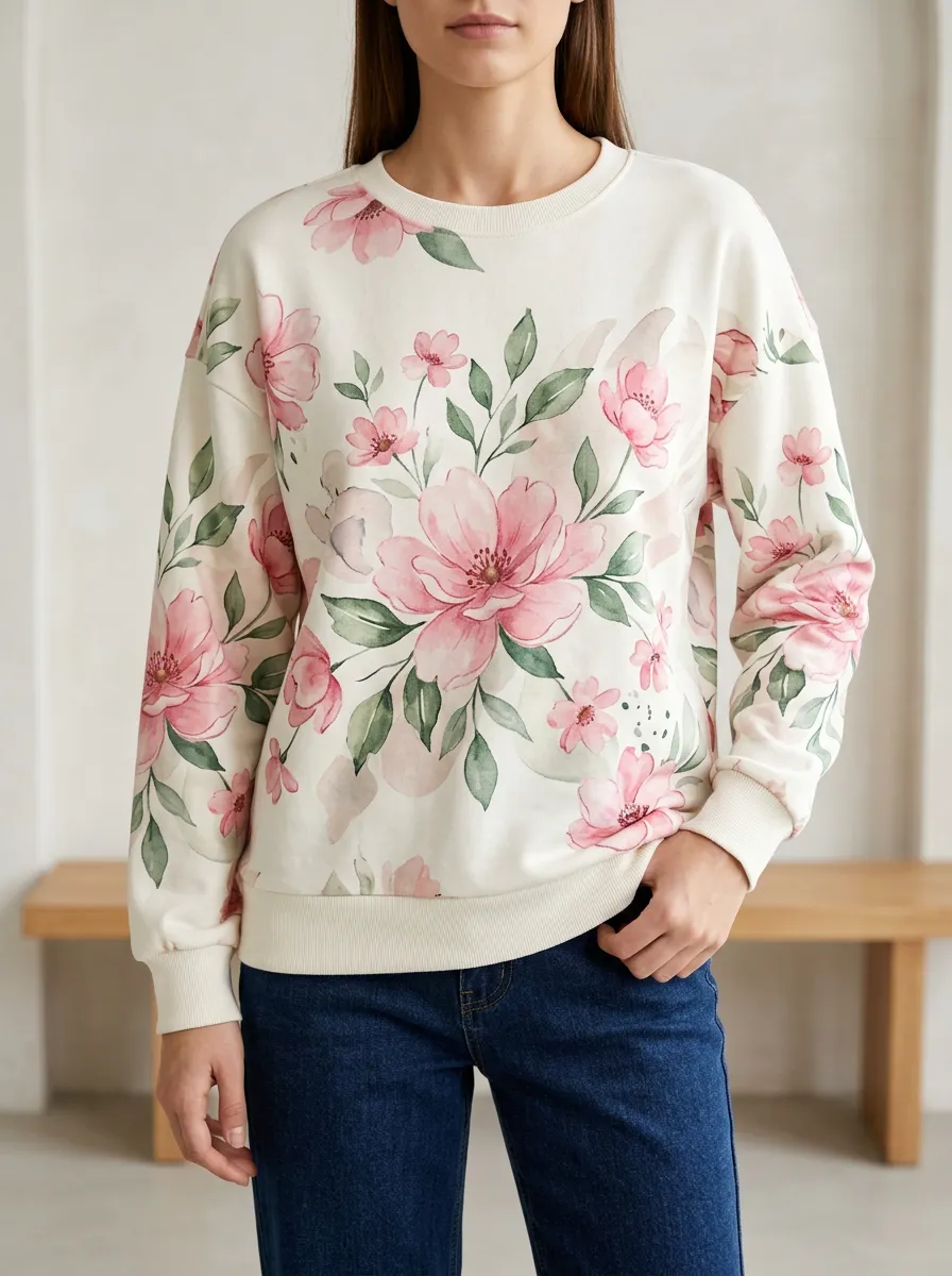 Soft Look Floral Sweatshirt