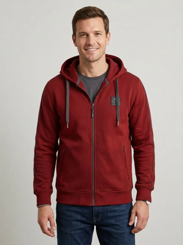 Men's Active Geometric Hooded Zip-Up Sports Jacket