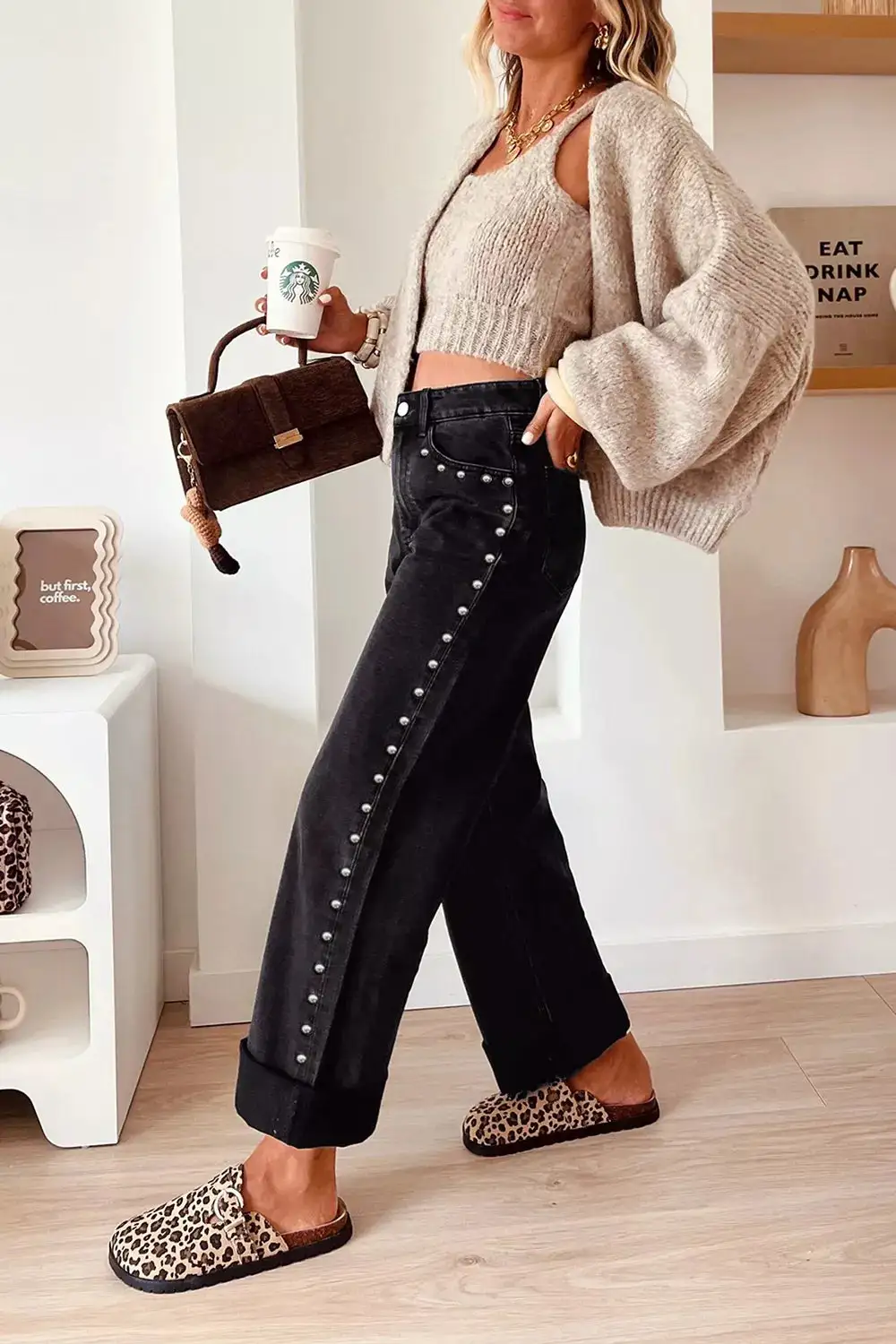 Studded Straight Leg Jeans