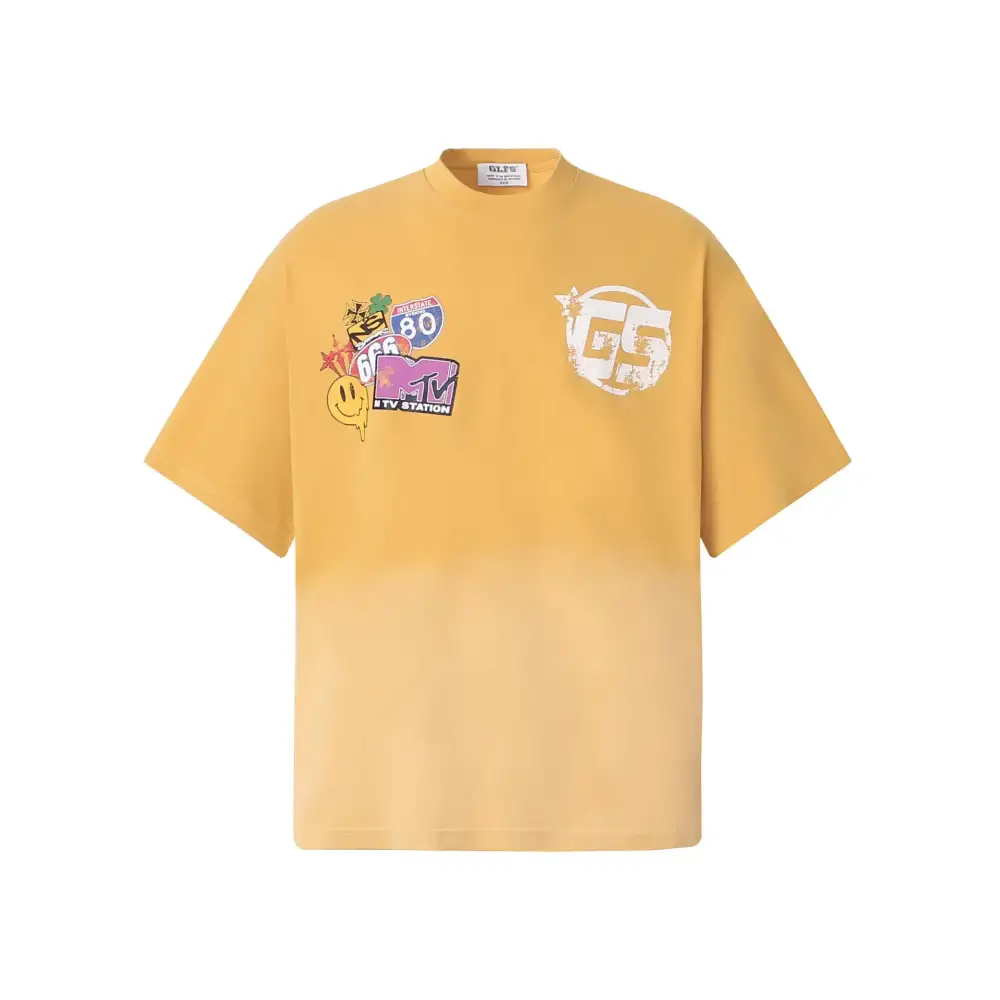 Textured Graphic Crew Neck Oversized Tee
