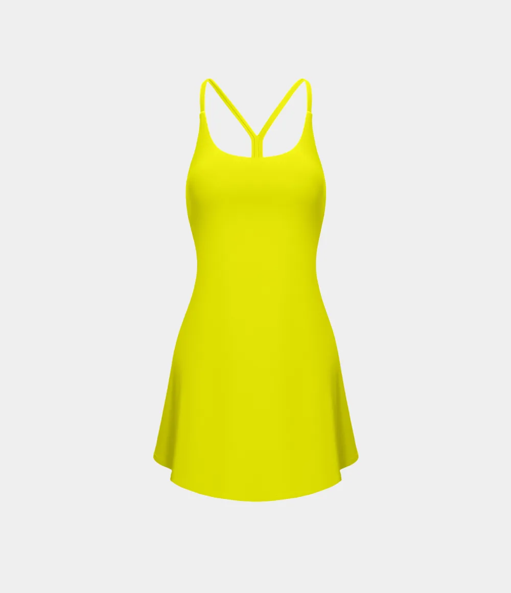 Softlyzero Airy Backless Cut Out 2-in-1 Pocket Cool Touch Mini Activity Dress